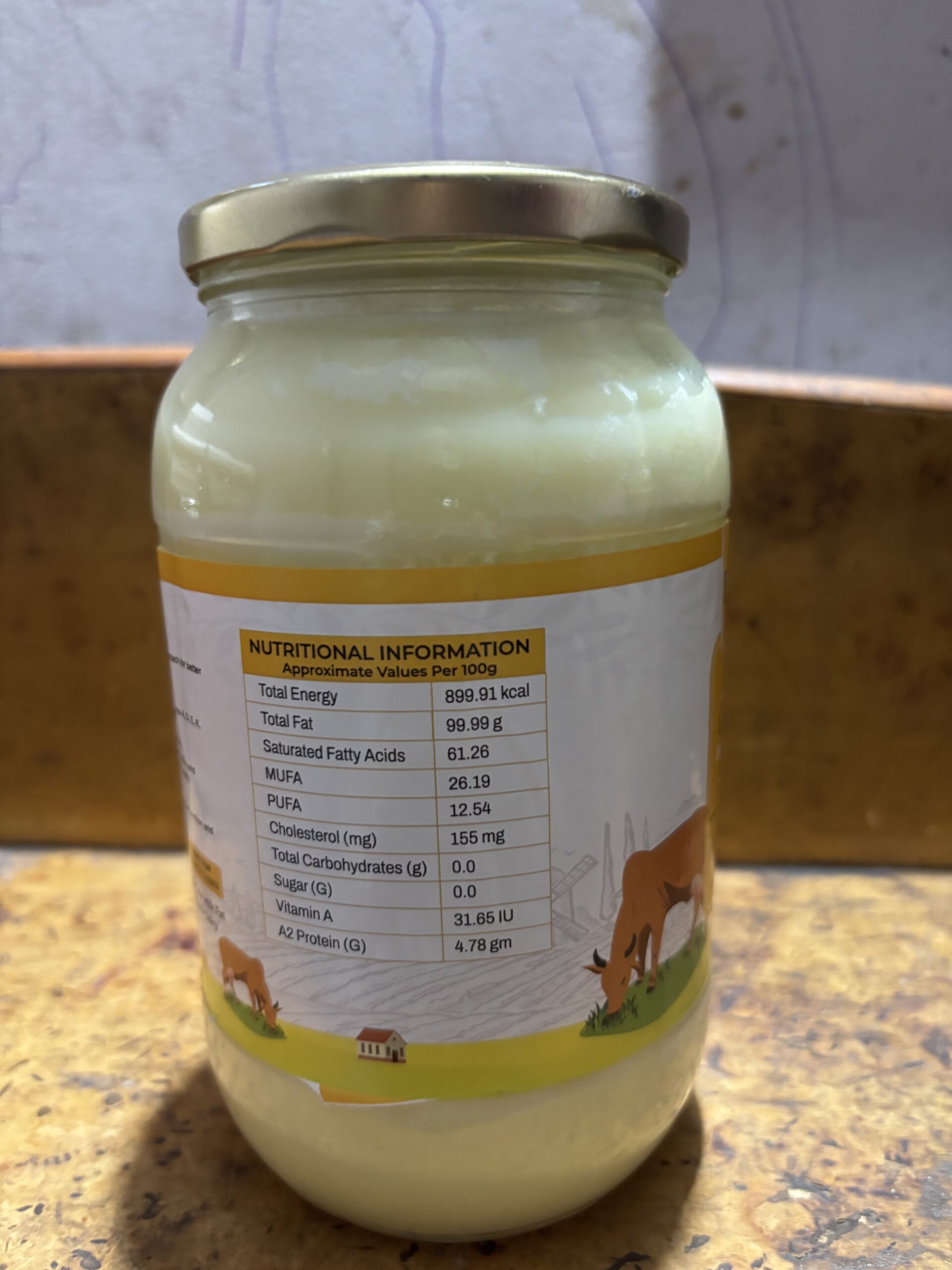 Dairy Joy A2 ghee jar top view