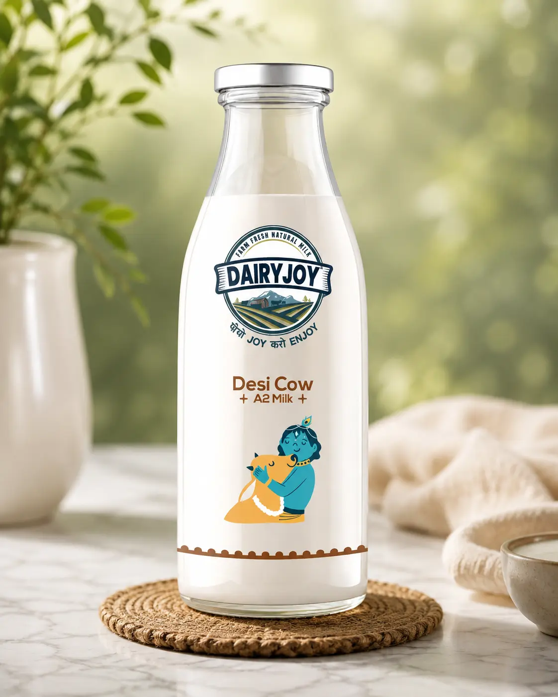 A2 desi cow milk bottle Dairy Joy Farms premium